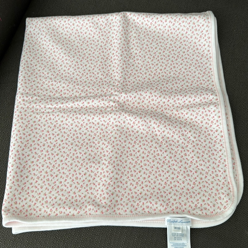 Ralph Lauren Baby Blanket. NWT. Rose outside. Pink inside.